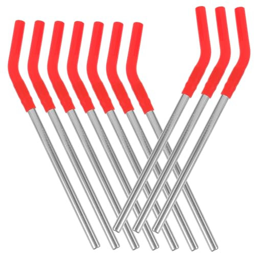 Hoement Metal Straw Set 10 Reusable Stainless Steel Straws with Silicone Tips Ideal for Home Office Travel