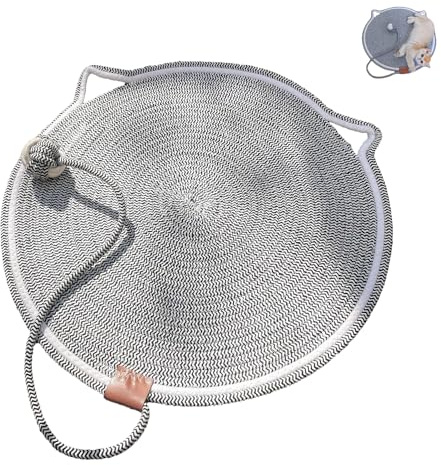 Alfombrilla para Gatos de Cuerda de algodón, Alfombrilla Redonda Horizontal de 16.9'' para Gatos de Interior, Protector de Muebles para Paredes, sofás y alfombras (Blanco y Negro)
