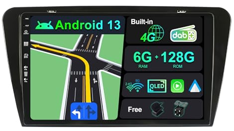 BXLIYER - [Built-in 4G LTE DAB] - 6G+128G - Android 14 Autoradio Per Skoda Octavia (2014-2018) - DSP/Carplay/Android Auto - Camera + MIC - Dual Band Wifi Volante Bluetooth - QLED 10.1 Pollici 2 Din
