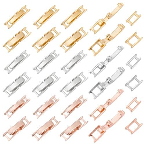 PH PandaHall 24 Stück 2 Größen 18 Karat Vergoldete Halskettenverlängerung 3 Farben Armband Extender Foldover Verlängerung Schmuck Verschlüsse Für DIY Schmuck Handwerk Machen