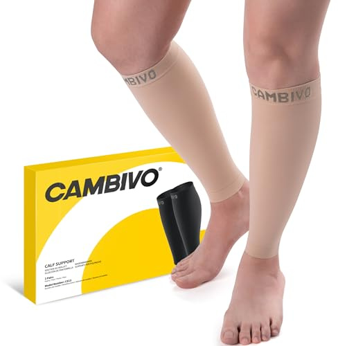 CAMBIVO Wadenbandage Waden Kompression 2 Paar, Kompressionsstrümpfe | Kompressionssocken ohne fuß für Sport, Kompressionsstulpen ohne Fuß, Stützstrümpfe für Sport, Fussball, Laufen,Schwellung