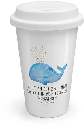 Mr. & Mrs. Panda To Go Becher Wal Konfetti - Geschenk, Motivation, Kaffeebecher to go, Trennung, Becher to go, Urlaub, Coffee to go Becher, Meer, To