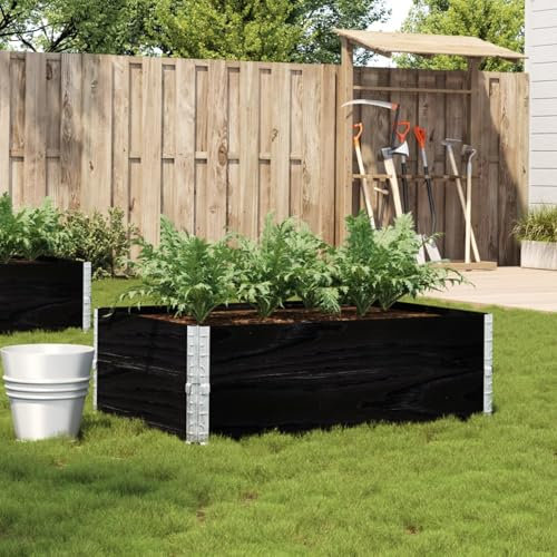 qohoio Jardinière Noir 120x80 cm Bois Massif de pin Jardiniere sur Pieds,Bac avec Treillis,Jardiniere Terrasse