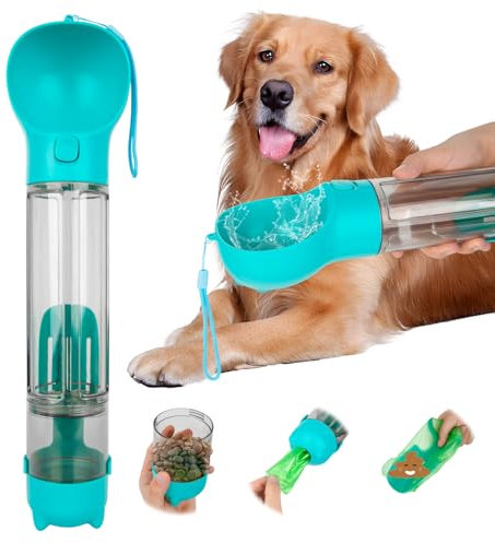 Borraccia per cani in viaggio, 500 ml, con 200 ml, per cani, per escursioni, viaggi, cani, con sacchetto per vasino e pala, viaggi e compleanno