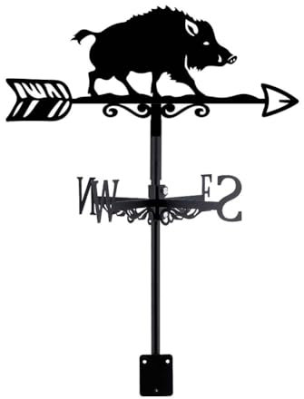 SUPERDANT Girouette de Jardin Exterieur en Fer en Forme de Sanglier Girouettes en Métal en Forme de Cochon Girouette Noire en Forme d'animal Girouette Art de Jardin Girouette de Toit