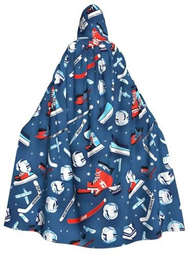 SKKNT Eishockey-Druck, Unisex, Kapuzenumhang, Kostüm, Damen und Herren, Vampir, Halloween, Cosplay, Karneval, Mottoparty