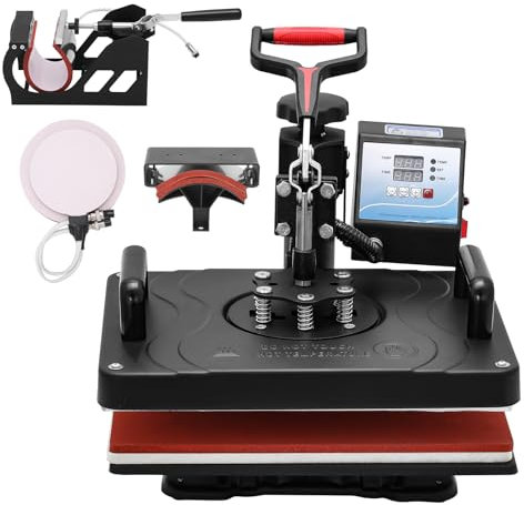 5 in 1 Transferpresse Hitzepresse Maschine, 29x38cm Heat Press Heißpresse Maschine, 1400W 360 Grad Schwenkbar Mulitifunktional Sublimation Wärmepresse Heißpressmaschine mit Tassentransfermaschine