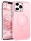 VENINGO Magnetica Cover per iPhone 13 Pro Max Custodia Compatibile con MagSafe Cover Traslucida Opaca Silicone Tpu Anti Impronte Digitali Custodia per iPhone 13 Pro Max 6,7 Pollice Rosa Tenue
