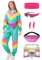 Coseaon 80er 90er Jahre Outfit Damen Trainingsanzug Jacke Hose Anzug 80er Retro Kleidung Accessoire 80s Kostüm Halloween Karneval Party (Grün, XL)