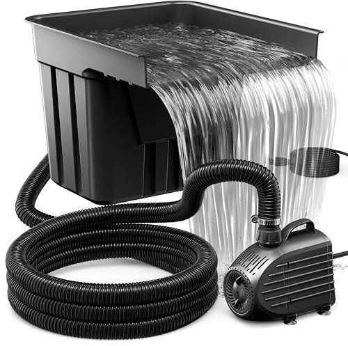 Biling Cascade d'étang avec filtre de bassin - Kit complet de cascade avec pompe de bassin de 80 W 4500 l/h - Kit cascades pour bassin de jardin, jeu d'eau, terrasse