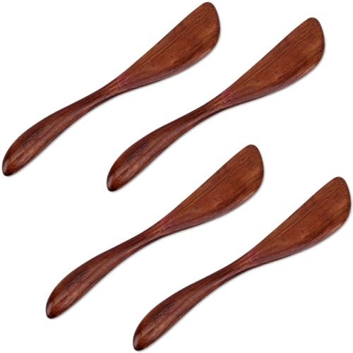 4 Stück Buttermesser, 15 cm Buttermesser Walnuss Mini-Käse-Butterstreicher Messer für Küche und Restaurant Streichmesser für Gelee Marmelade Käse Sandwich Käse