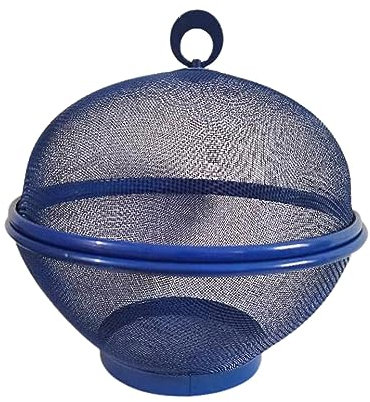 Corbeille à fruits en maille avec couvercle en métal pour restaurant, comptoir de cuisine, bleu, 27 x 23 cm