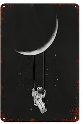 Cartel Disuasorio Astronauta Retro Balanceándose Placa Cartel Retro Pintura De Hierro Personalizado Cartel De Chapa Para Oficina Cafetería Bar M