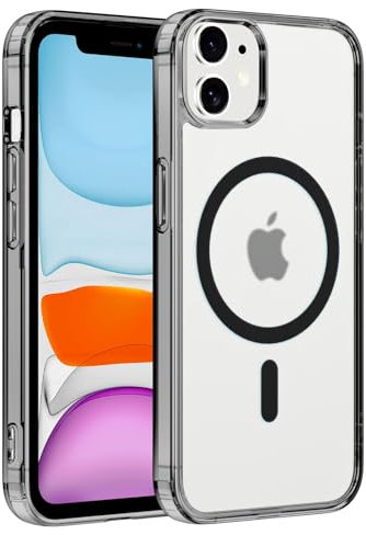 Coiwxmoi Coque Magnétique pour Apple iPhone 11 6.1,Compatible avec MagSafe Recharge sans Fil,Translucide Givré Etui PC Dur + TPU Bumper Antichoc Anti-Rayures Protection Housse pour iPhone 11,Noir