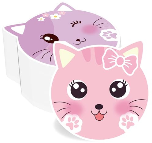 Papierservietten mit niedlichem Katzen-Motiv, für Geburtstagspartys, 16,5 x 16,5 cm, 100 Stück, Pink / Violett
