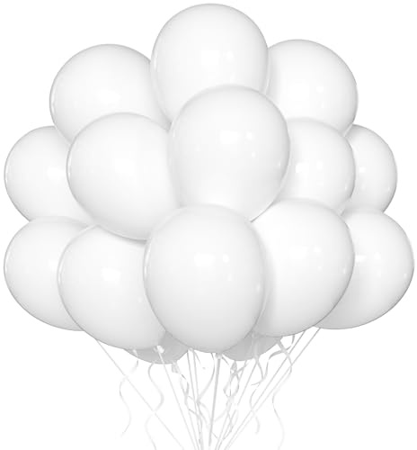 Yehnda Ballon Blanc 100Pièces 12Pouces Latex Hélium pour Mariage Fiançailles Baby Shower Fête d'Anniversaire Décoration
