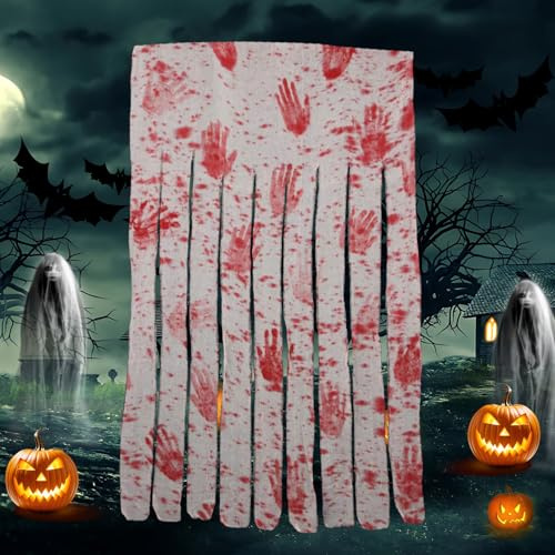 Halloween Deko Outdoor, 2 Stück Gruselige Party Dekoration Garten Horror Vorhänge 100x165cm Türdeko Gartendeko Outdoor Decor