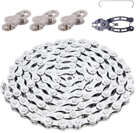 Bike Chain, 6/7/8 Speed Chain 116 Links (1/2x3/32),Anti-Rust Bike Chain,Bicycle Accessories,Bicycle Chain Link Removal Repairing Tool,for Road Mountain Racing Cycling