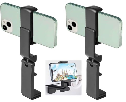 2Pcs Airplane Phone Holder,360 Degree Rotation Plane Phone Holders,Portable Adjustable Phone Holder for Plane,Suitable for Daily Office,Watching TV Series at Home,Flying