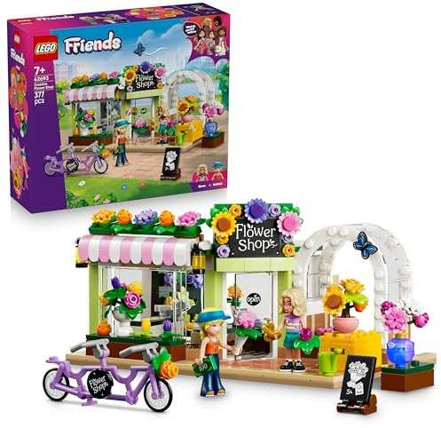 LEGO Friends Creative Flower Shop Toy - Miniature incl. Artificial Flowers, Bouquets, 2 Mini Dolls, Bike & Accessories - Birthday Gift for 7+ Year Old Girls - 42693