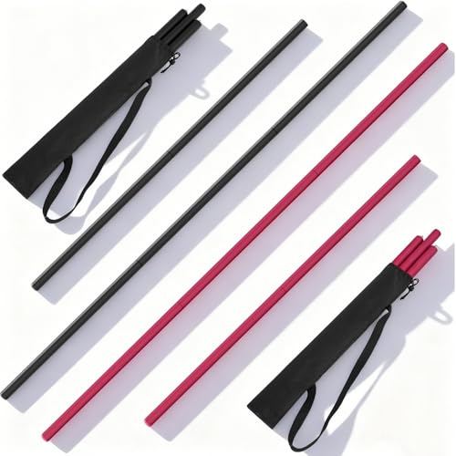 Silipull 2 Pack 4ft & 6ft Collapsible Bo Staff Foam Padded Martial Arts Training Staff Black and Red Foam Padded Training Stick Practice Bar with Carry Bag for Safe Practice and Karate