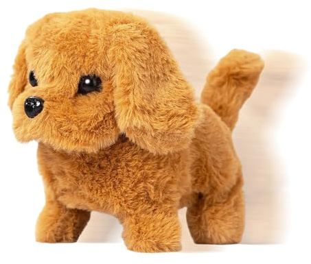 Electric Interactive Dog Tail Wagging, Robot dog Walking, Barking, Interactive Companion Animal Plush Toys, Gift for Birthday, School Prize for Boys Girls