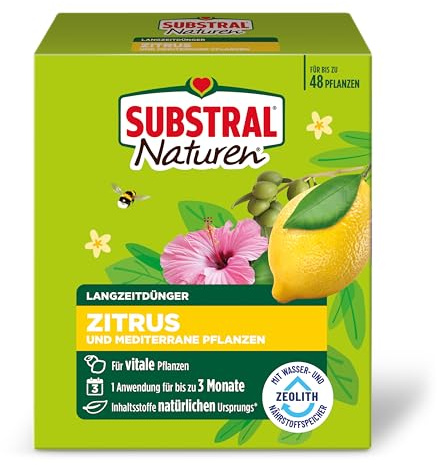 Substral Naturen Langzeitdünger Zitrus & Mediterrane Pflanzen 1,2kg Zeolith | Schonende Wirkung bis zu 3 Monate | Für Zitrus- und Mediterranpflanzen | Mit Zeolith