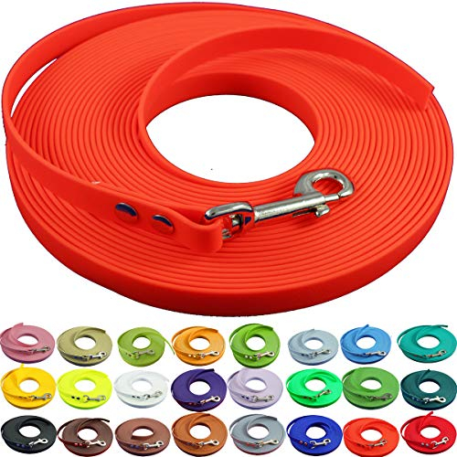 bio-leine Schleppleine 12mm aus Biothane - 15,0 m in Orange I Hundeleine ohne Handschlaufe für kleine und große Hunde - Wasserabweisende Leine