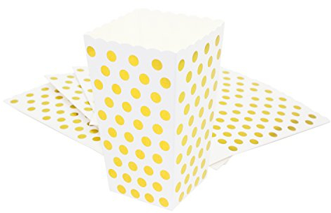 Oblique Unique® Popcorn Snack Box Schachtel Tüten 8 Stück Tisch Dekoration (Weiß Goldpunkte)