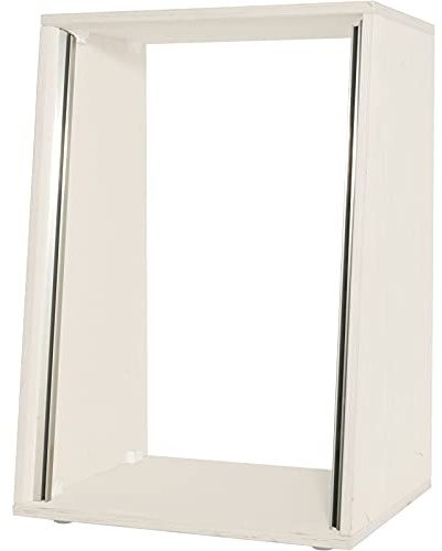Höhenverstellbares 20 HE Studiorack, 18mm Multiplex, Weiß, Bausatz mit Aluminium-Schienen, Gummifüßen, Rackschrauben, 7° Neigung, Breite 53 cm, Höhe 95 cm, Tiefe 45 cm