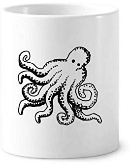 Animaux marins Octopus Dessin animé Illustration Mug de brosse à dents Pen Holder en céramique Blanc Tasse 350 ml Cadeau