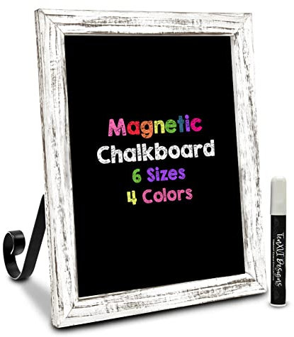 6 Sizes/4 Colors - Small Chalkboard Sign Menu Board for Kitchen, Chalk Board Sign Board with Stand, Hanging Magnetic Chalkboards, Standing Tabletop Chalkboard Sign for Countertop