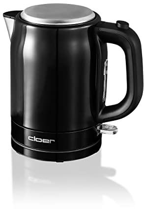 Cloer 4510 Wasserkocher Edelstahl, 2200 W, Wasserstandsanzeige, Trockengeh-und Überhitzungsschutz, 1 Liter, Schwarz