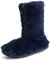 Polar Womens Memory Foam Zipper Faux Fur Covered Rubber Sole Indoor Outdoor Cosy Luxury Boot Slippers - Navy - UK6/EU39 - YC0721