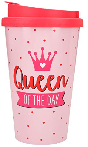 Depesche 2180.040 To-Go Becher aus Kunststoff mit Spruch, 350 ml, wiederverwendbar, Queen Of The Day