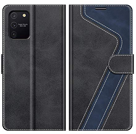 MOBESV Hülle für Samsung Galaxy S10 Lite Handyhülle, Lederhülle mit Kartenfach, Klapphülle mit Ständer, Flip Case Handytasche Schutzhülle, Modisch Schwarz