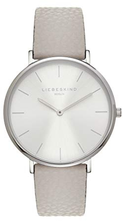 Liebeskind Berlin Damen Analog Quarz Uhr mit Leder Armband LT-0255-LQ, Grau
