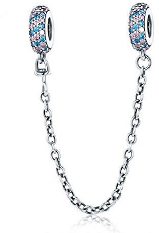 Retro Clip Lock Stopper Beads 925 Sterling Silver Safety Chain Charm Bead Fits Bracelet Snake Chain Charms Women DIY Jewelry (Colour)