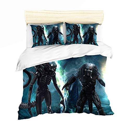 ZKDT Bettwäsche-Set, Hochwertiges Mikrofaser Mode Alien Theme Design Bettbezug, Kopfkissenbezug (Stil 7,135x200 cm)