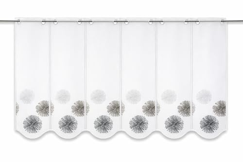 SCHMIDTGARD STOFFE Scheibengardine Rawlins Stein/grau | Höhe 45/60cm | Breite der Gardine frei wählbar in 15,5cm Schritten | Gardine | Panneaux | (Höhe 60cm)