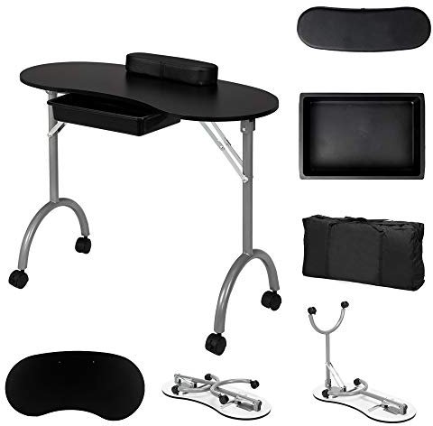 AlightUp Table de Manucure Pliante Professionnelle avec Tiroir et Roulettes Table Onglerie/Bureau Manucure/Bureau Onglerie/Sac Ne Pèse Que 9 KG