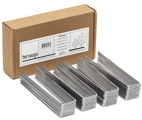 TerraUno - Premium Bodenanker aus Stahl (verzinkt) - 25 Stück I Länge: 150 mm Breite: 30 mm Stärke: 3 mm I Stabile Erdanker zum Befestigen von Unkrautvlies, Rasensprenger oder Zelten fürs Camping