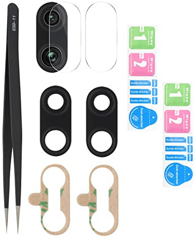 YHX-OU 6.3'' Negro Cámara Trasera para Xiaomi Redmi Note 7 Redmi Note 7 Pro Lente de Vidrio de la Cámara Trasera [2 piezas] con Pinzas