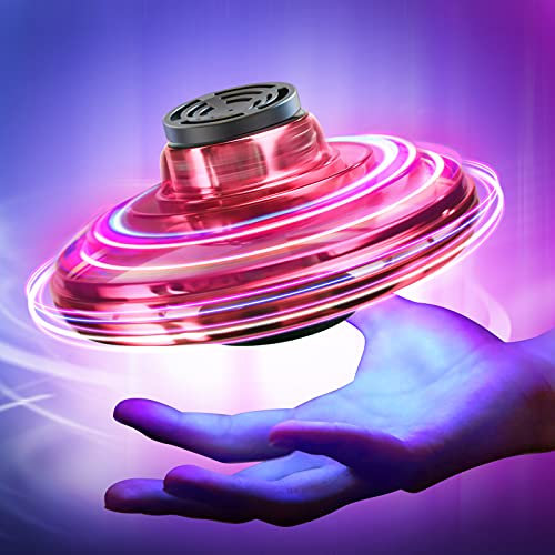 Fly Handbetätigter Drohne für Kinder Erwachsene Geschenke, fliegende Ballspielzeug, Mini-Spinner-Drohne mit 360°rotierenden und glänzenden LED-Leuchten, kleiner Hubschrauber UFO (Rot)