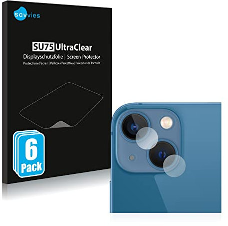 savvies Protector Pantalla para Apple iPhone 13 mini (SÓLO Cámara) 6 Unidades - Película Ultra Transparente