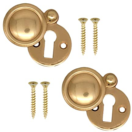 Victorian Keyhole Covered Escutcheon for Front Doors 35mm Polished Brass | Pack of 2