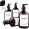 MONOKO 4er Set Seifenspender Plastik Braun 500ml Flasche- Kunststoff Shampoo Spender zum Befüllen - Pumpflasche inkl. Etiketten