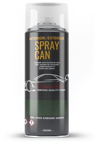 Xtremeauto Spray Paint Finish For Indoor And Outdoor Use Garden Cars Home Kitchen Bathroom Furniture Art Craft Bikes Radiators Metal Wood Plastic Glass UPVC Stone PVC RAL 6020 Chrome green