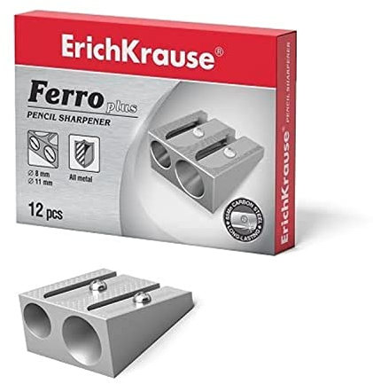 Spitzer Doppelloch Metall silber 1 Stück - Anspitzer für Bleistifte Buntstifte und Jumbostifte - Bleistiftspitzer für Schule Büro Uni