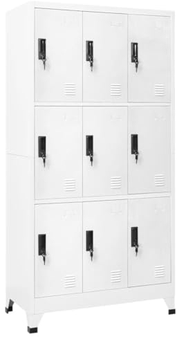 vidaXL Schließfachschrank Spind Schrank Umkleideschrank Metallschrank Fächerschrank Aktenschrank Büroschrank Lagerschrank Weiß 90x45x180cm Stahl